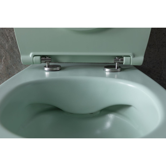 Унитаз подвесной безободковый Allen Brau Fantasy 4.11004.MT с тонкой крышкой микролифт, мятный - фото 24