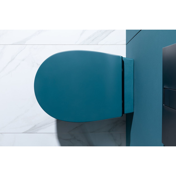 Унитаз подвесной безободковый Allen Brau Fantasy 4.11004.PT с тонкой крышкой микролифт, петроль - фото 20