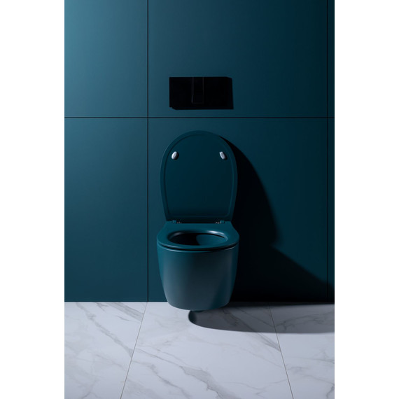 Унитаз подвесной безободковый Allen Brau Fantasy 4.11004.PT с тонкой крышкой микролифт, петроль - фото 22