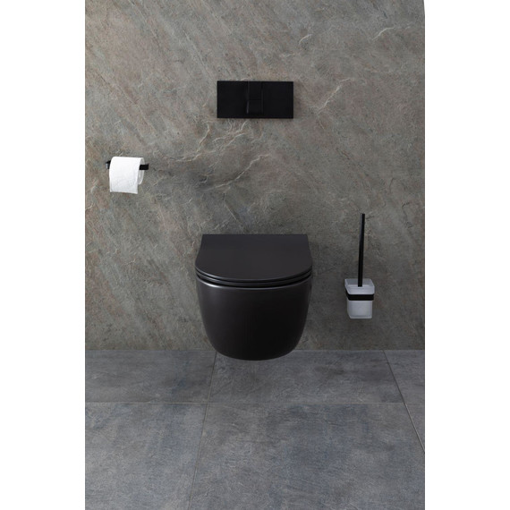 Унитаз подвесной безободковый Allen Brau Priority 4.31001.31 с тонкой крышкой микролифт, чёрный матовый - фото 35