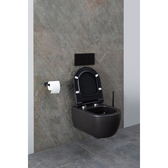 Унитаз подвесной безободковый Allen Brau Priority 4.31001.31 с тонкой крышкой микролифт, чёрный матовый - фото 29