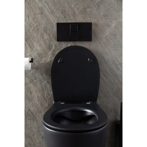 Унитаз подвесной безободковый Allen Brau Reality 4.32006.31 с крышкой микролифт, чёрный матовый - фото 13