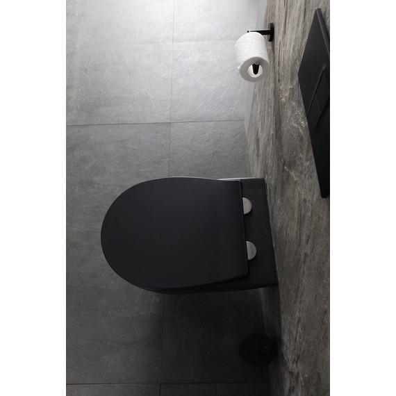 Унитаз подвесной безободковый Allen Brau Reality 4.32006.31 с крышкой микролифт, чёрный матовый - фото 15