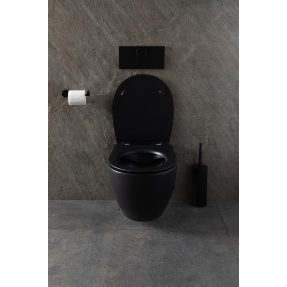 Унитаз подвесной безободковый Allen Brau Reality 4.32006.31 с крышкой микролифт, чёрный матовый - фото 20