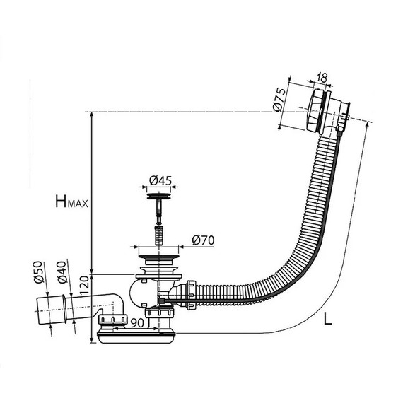 Слив-перелив полуавтоматический для ванны Aquatek 60 см ST-0000010 - фото 6