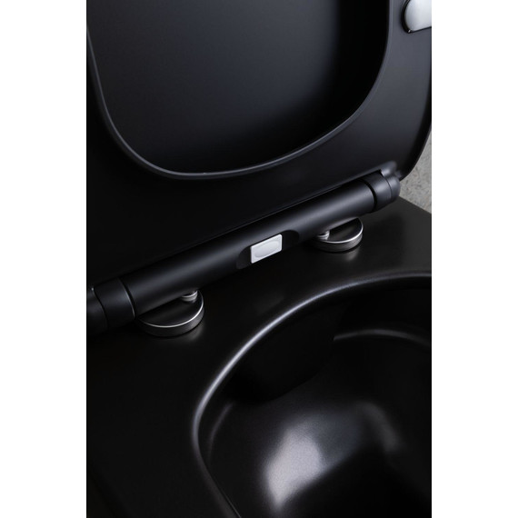 Унитаз подвесной безободковый Allen Brau Liberty 4.33007.31 с тонкой быстросъмной крышкой микролифт, чёрный матовый - фото 16