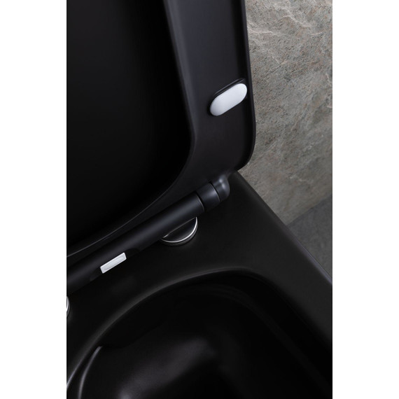 Унитаз подвесной безободковый Allen Brau Liberty 4.33007.31 с тонкой быстросъмной крышкой микролифт, чёрный матовый - фото 17