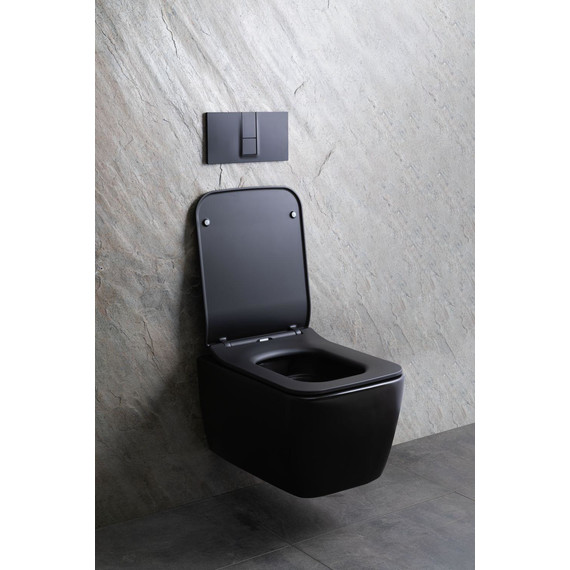 Унитаз подвесной безободковый Allen Brau Liberty 4.33007.31 с тонкой быстросъмной крышкой микролифт, чёрный матовый - фото 26