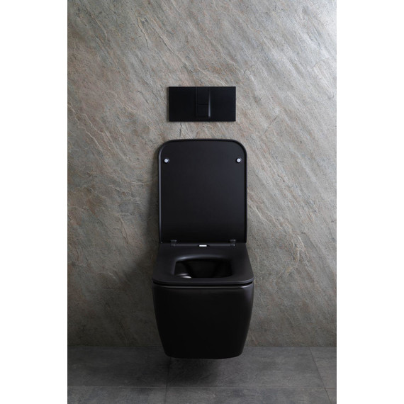 Унитаз подвесной безободковый Allen Brau Liberty 4.33007.31 с тонкой быстросъмной крышкой микролифт, чёрный матовый - фото 28