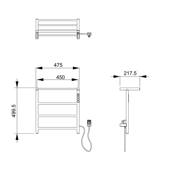 Полотенцесушитель электрический Wonzon & Woghand Bonn с полкой П4 450x500 мм WW-AL402-CR - фото 2