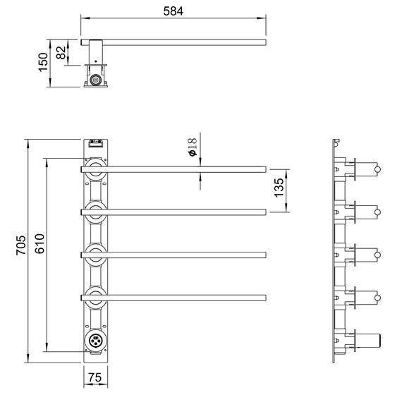 Полотенцесушитель электрический Wonzon & Woghand Dortmund П4 584x610 мм WW-A364-MW, белый - фото 5
