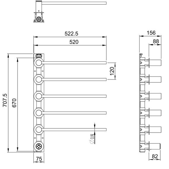 Полотенцесушитель электрический Wonzon & Woghand München П5 524x670 мм WW-A355-MB, чёрный - фото 5