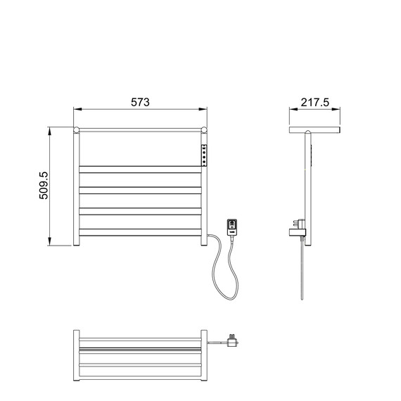 Полотенцесушитель электрический Wonzon & Woghand Essen с полкой П5 548x510 мм WW-A402-GM, темный графит - фото 3