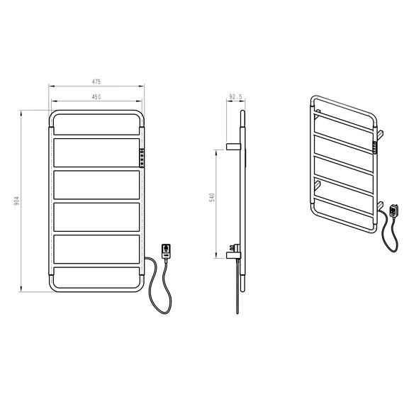 Полотенцесушитель электрический Wonzon & Woghand Wismar П7 450x904 мм WW-AL202-MB, чёрный - фото 6