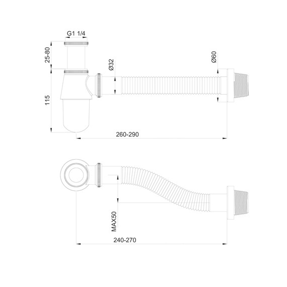 Сифон для умывальника Wonzon & Woghand WW-88SS102-BG, золото - фото 2