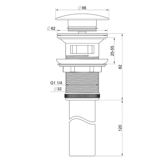 Донный клапан Wonzon & Woghand WW-88SS03-BG, золото - фото 2