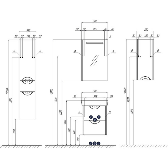 Тумба подвесная с раковиной Акватон Сильва 50 см 1A2117K1SIW60, дуб фьорд - фото 4