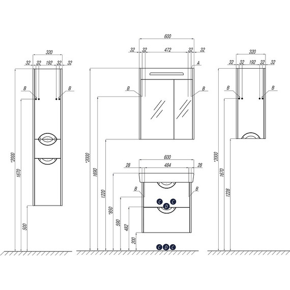 Тумба подвесная с раковиной Акватон Сильва 60 см 1A2118K1SIW60, дуб фьорд - фото 4