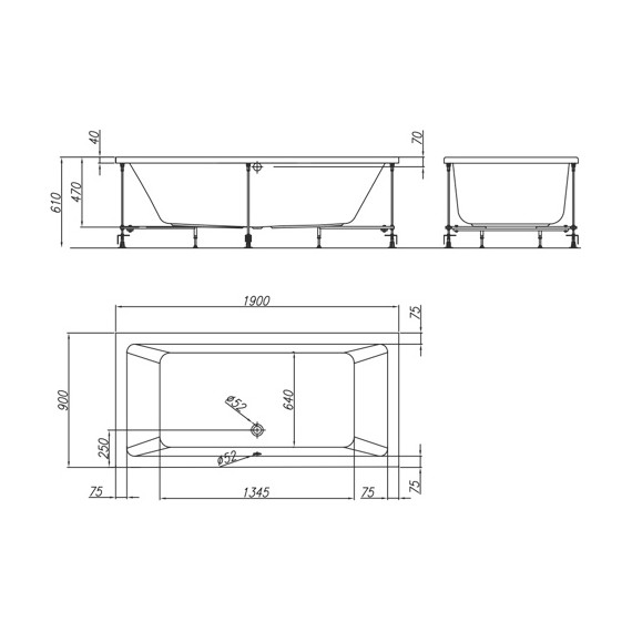 Ванна акриловая Kolpa-San Elektra 190x90 см, Размер - мм: 1900х900 - фото 6