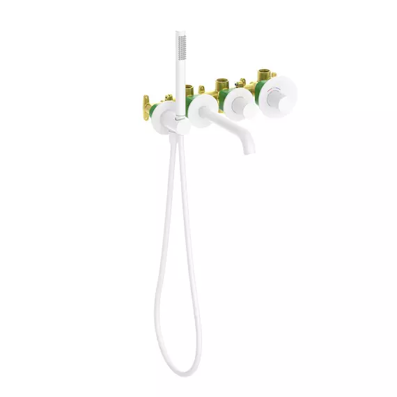 Смеситель для ванны с термостатом Timo Saona 2324/16YSM (со скрытой частью) белый матовый - фото 