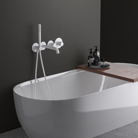 Смеситель для ванны с термостатом Timo Saona 2324/16YSM (со скрытой частью) белый матовый - фото 4