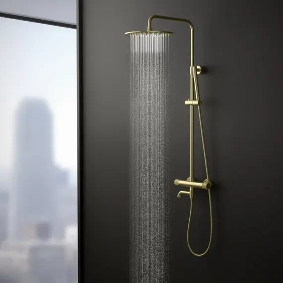 Душевая стойка для ванны с термостатом Timo Saona SX-2380/17, золото матовое - фото 5