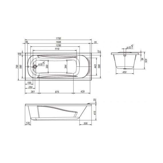 Ванна акриловая Loranto Arctica 160x70 см (с каркасом и экраном), Размер - мм: 1600х700 - фото 2