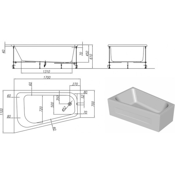 Ванна акриловая Kolpa-San Beatrice 170x110 см L - фото 4
