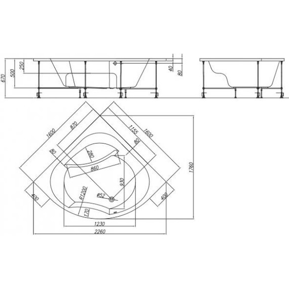 Ванна акриловая Kolpa-San Swan 160x160 см - фото 4