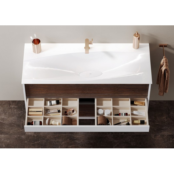 Тумба подвесная с раковиной Aqwella Clarberg Evolution 120 см EV0112CD, белый/крафт - фото 5