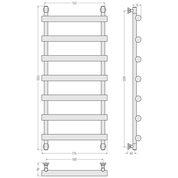 Полотенцесушитель водяной Сунержа Атлант П7 500x1260 мм 03-0226-1250, золото - фото 3