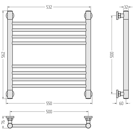 Полотенцесушитель водяной Сунержа Богема+ П8 500x560 мм (прямая перемычка) 32-0220-5050, золотой шёлк - фото 3
