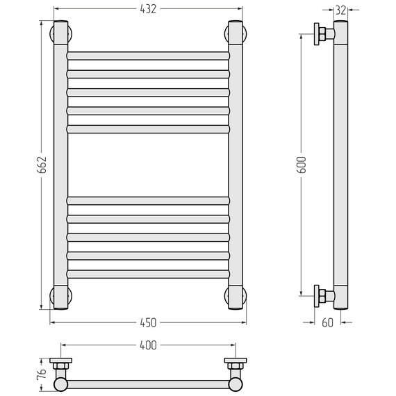 Полотенцесушитель водяной Сунержа Богема+ П10 400x660 мм (прямая перемычка) 032-0220-6040, золото матовое - фото 3