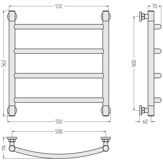 Полотенцесушитель водяной Сунержа Галант+ П4 500x560 мм 15-0200-5050, тёмный титан муар - фото 3