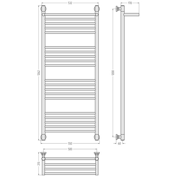 Полотенцесушитель водяной Сунержа Богема+ с полкой П20 500x1260 мм 032-0223-1250, золото матовое - фото 3