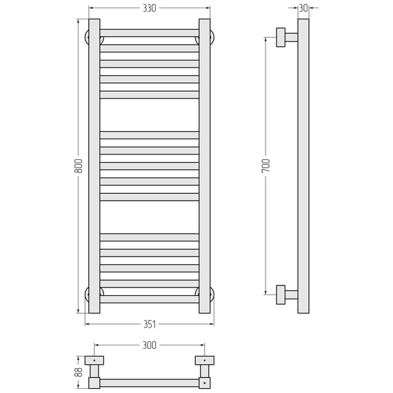 Полотенцесушитель водяной Сунержа Модус PRO П15 300x800 мм 032-0450-8030, золото матовое - фото 3