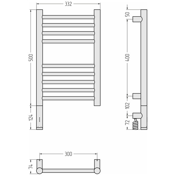 Полотенцесушитель электрический Сунержа Богема 3.1 П9 300x620 мм (прямая перемычка) 32-6004-5030 L, золотой шёлк - фото 4