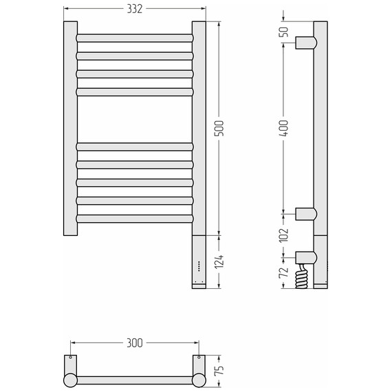 Полотенцесушитель электрический Сунержа Богема 3.1 П9 300x620 мм (прямая перемычка) 32-6005-5030 R, золотой шёлк - фото 4