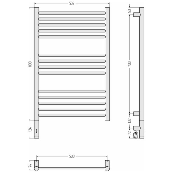Полотенцесушитель электрический Сунержа Богема 3.1 П14 500x920 мм (прямая перемычка) 31-6004-8050 L, чёрный матовый - фото 4