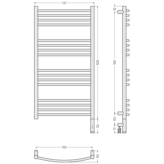 Полотенцесушитель электрический Сунержа Богема 3.1 П16 500x1120 мм (выгнутая перемычка) 03-6003-1050 R, золото - фото 4