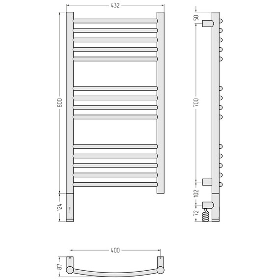 Полотенцесушитель электрический Сунержа Богема 3.1 П14 400x920 мм (выгнутая перемычка) 30-6002-8040 L, белый матовый - фото 4