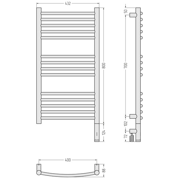 Полотенцесушитель электрический Сунержа Богема 3.1 П14 400x920 мм (выгнутая перемычка) 00-6003-8040 R, хром - фото 4