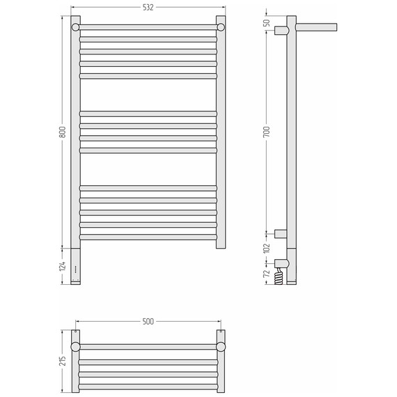 Полотенцесушитель электрический Сунержа Богема 3.1 с полкой П14 500x920 мм 03-6006-8050 L, золото - фото 4