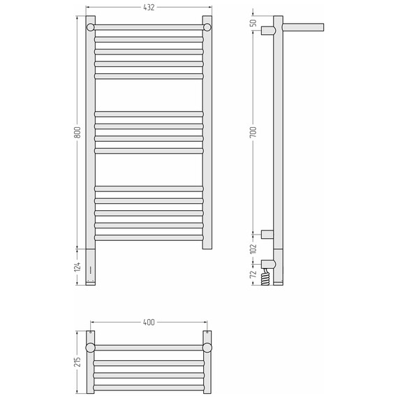 Полотенцесушитель электрический Сунержа Богема 3.1 с полкой П14 400x920 мм 020-6006-8040 L, шампань - фото 4