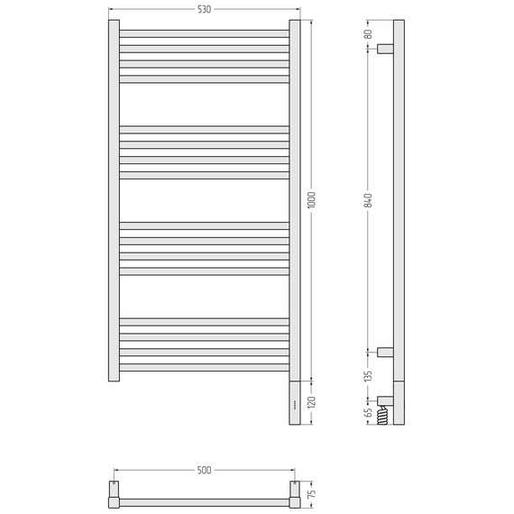 Полотенцесушитель электрический Сунержа Модус 3.1 П16 500x1120 мм 15-5901-1050 R, тёмный титан муар - фото 4