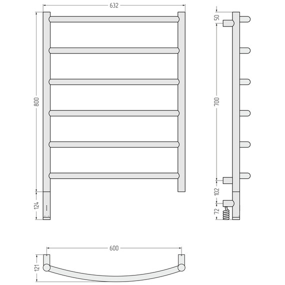 Полотенцесушитель электрический Сунержа Галант 3.1 П6 600x920 мм 05-6000-8060 L, состаренная бронза - фото 4
