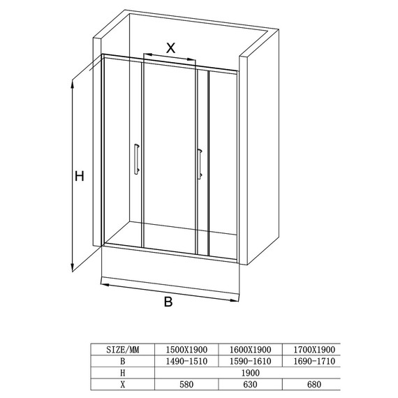 Душевая дверь Loranto 150 см CS-AB04GG-150, серый матовый/прозрачное - фото 6