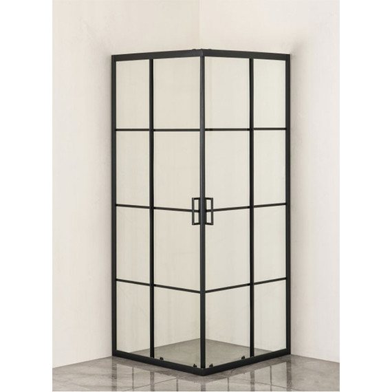 Душевое ограждение Loranto 90x90 см CS-211F-90, чёрный матовый/прозрачное "Лофт клетка" - фото 2