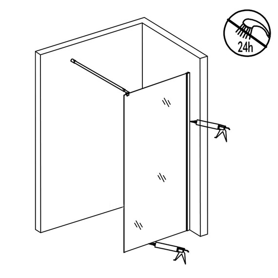 Душевая перегородка Loranto Walk-in 90 см CS-W02B-90 (стекло 8 мм) чёрный матовый/прозрачное "Лофт клетка" - фото 8