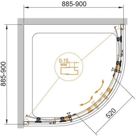 Душевое ограждение Cezares 90х90 см ECO-O-R-2-90-C-Cr, хром/прозрачное - фото 5
